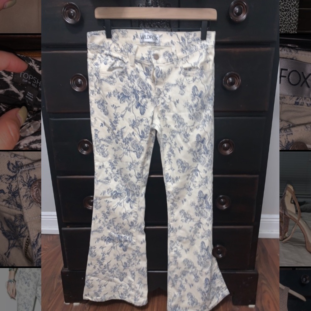 Wildfox floral bell bottom jeans